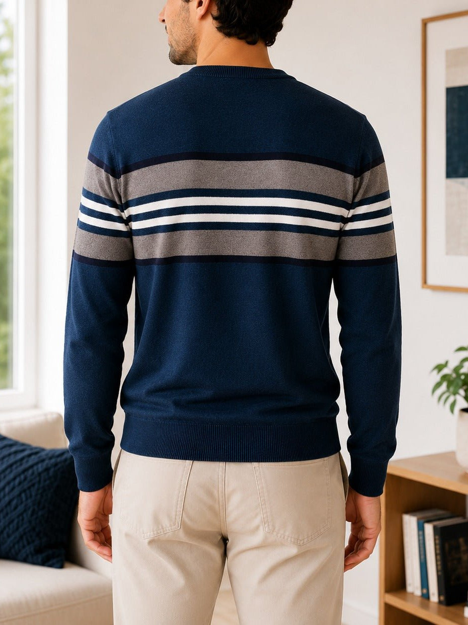 Men's Navy Stripped Knit Jersey - StylePhase SA