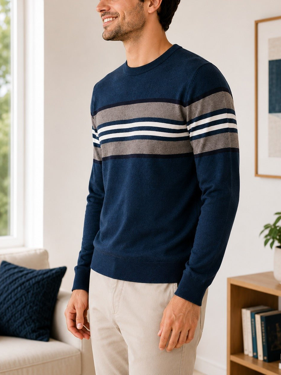 Men's Navy Stripped Knit Jersey - StylePhase SA