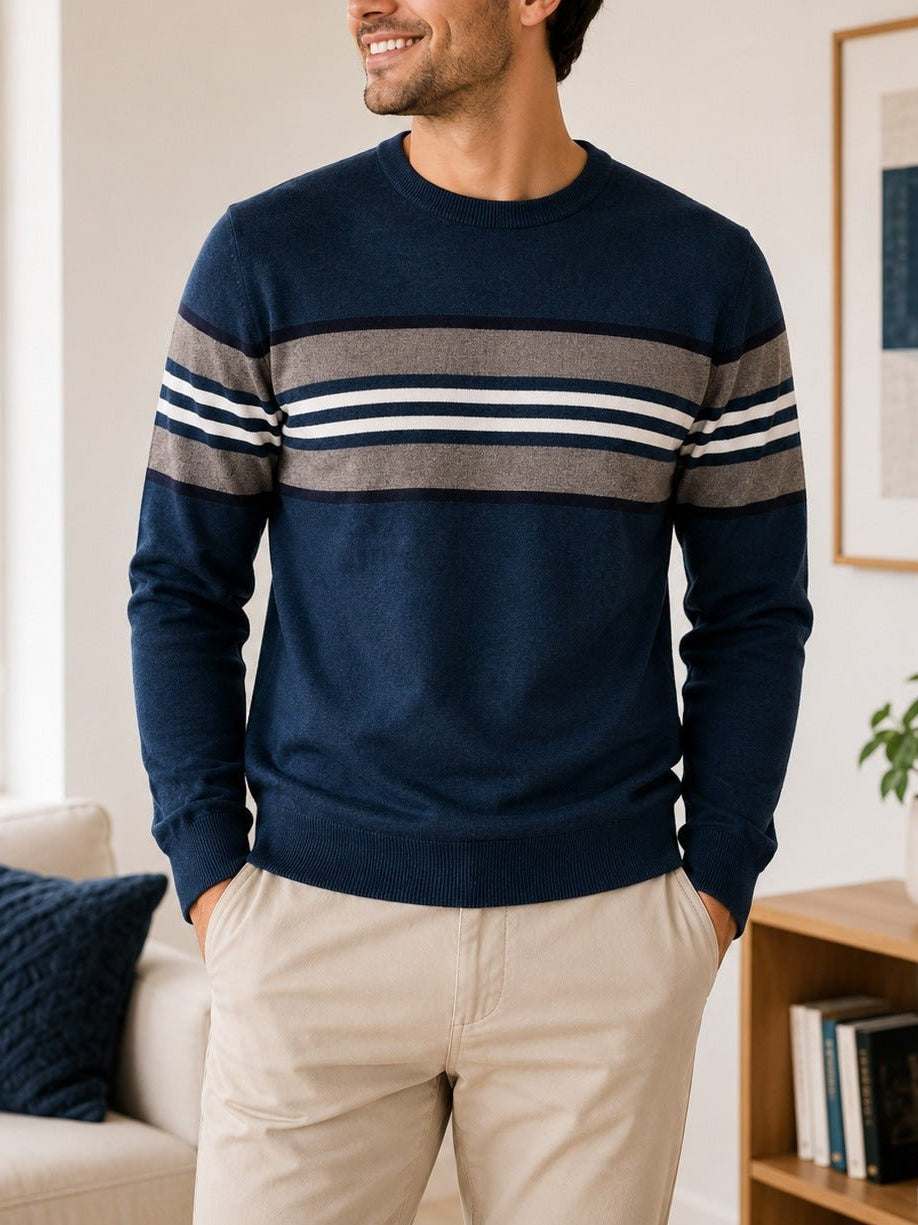 Men's Navy Stripped Knit Jersey - StylePhase SA
