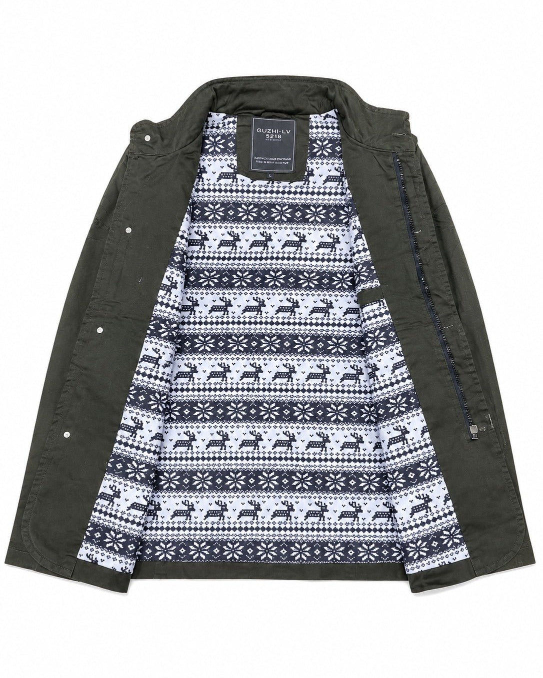 Mens Olive Pocket Front Jacket - StylePhase SA