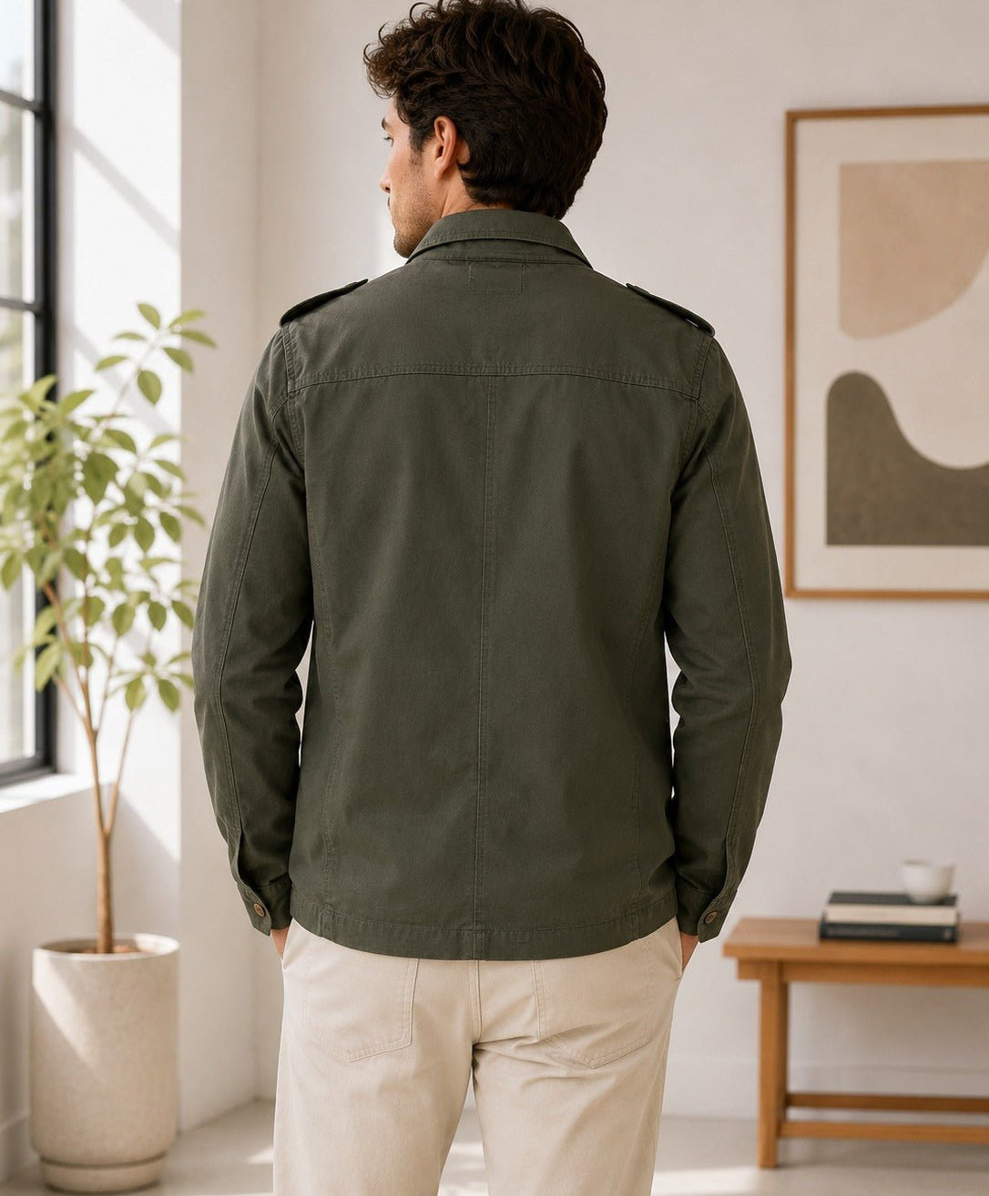 Mens Olive Pocket Front Jacket - StylePhase SA