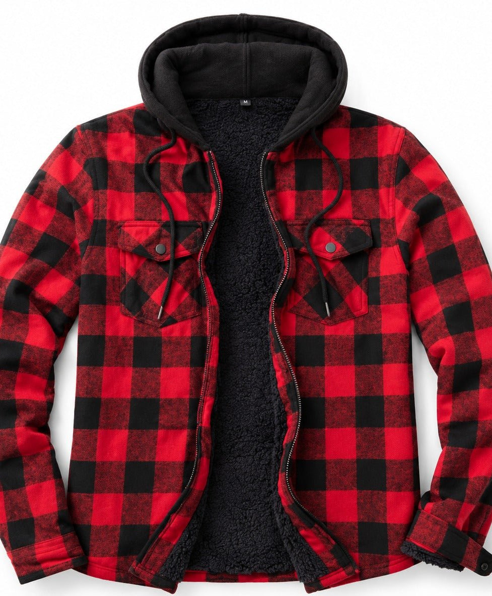 Men's Red & Black Wool inner Zip Shacket - StylePhase SA
