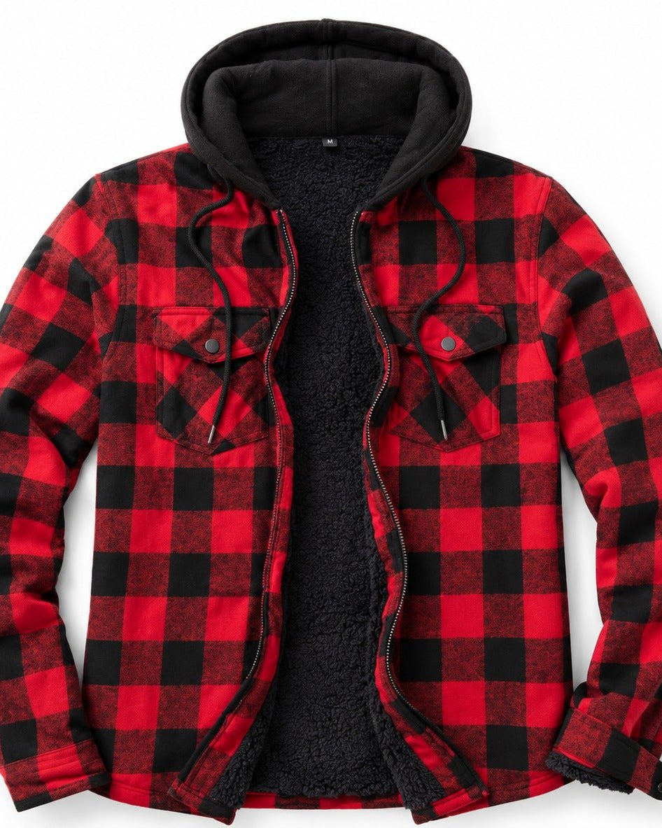 Men's Red & Black Wool inner Zip Shacket - StylePhase SA