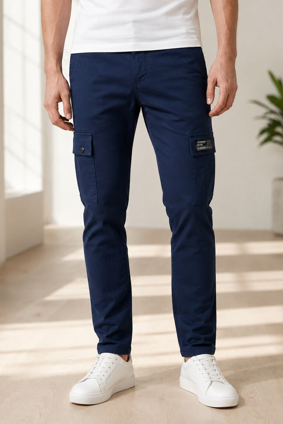 Men's Slim Fit Navy Cargo Pants - StylePhase SA
