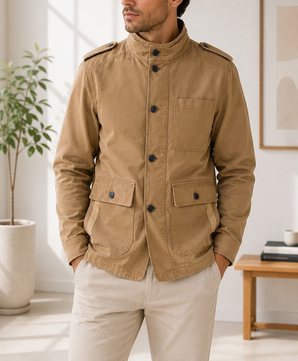Mens Tan Pocket Front Jacket - StylePhase SA