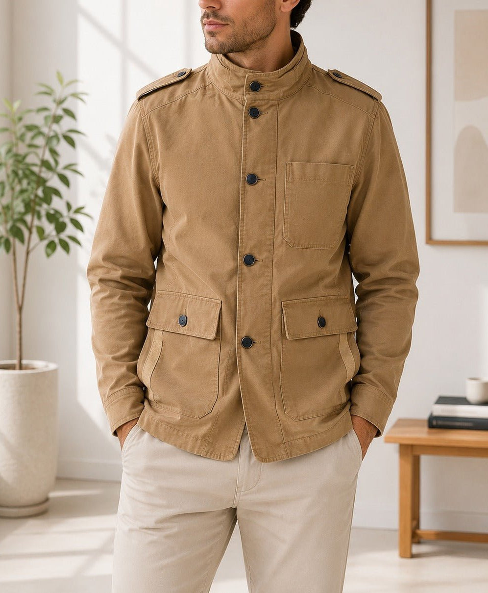 Mens Tan Pocket Front Jacket - StylePhase SA