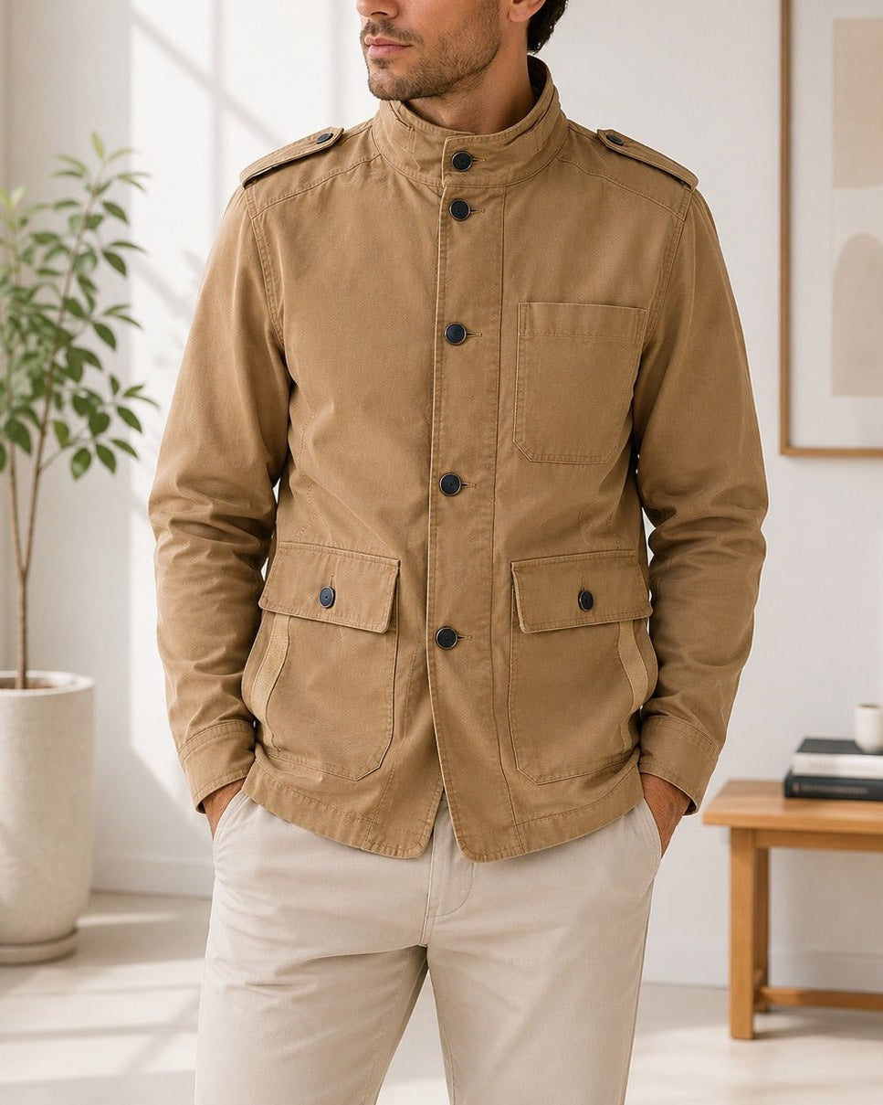 Mens Tan Pocket Front Jacket - StylePhase SA