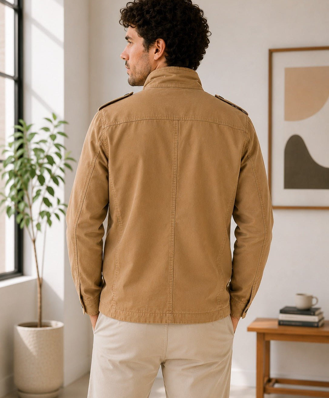 Mens Tan Pocket Front Jacket - StylePhase SA
