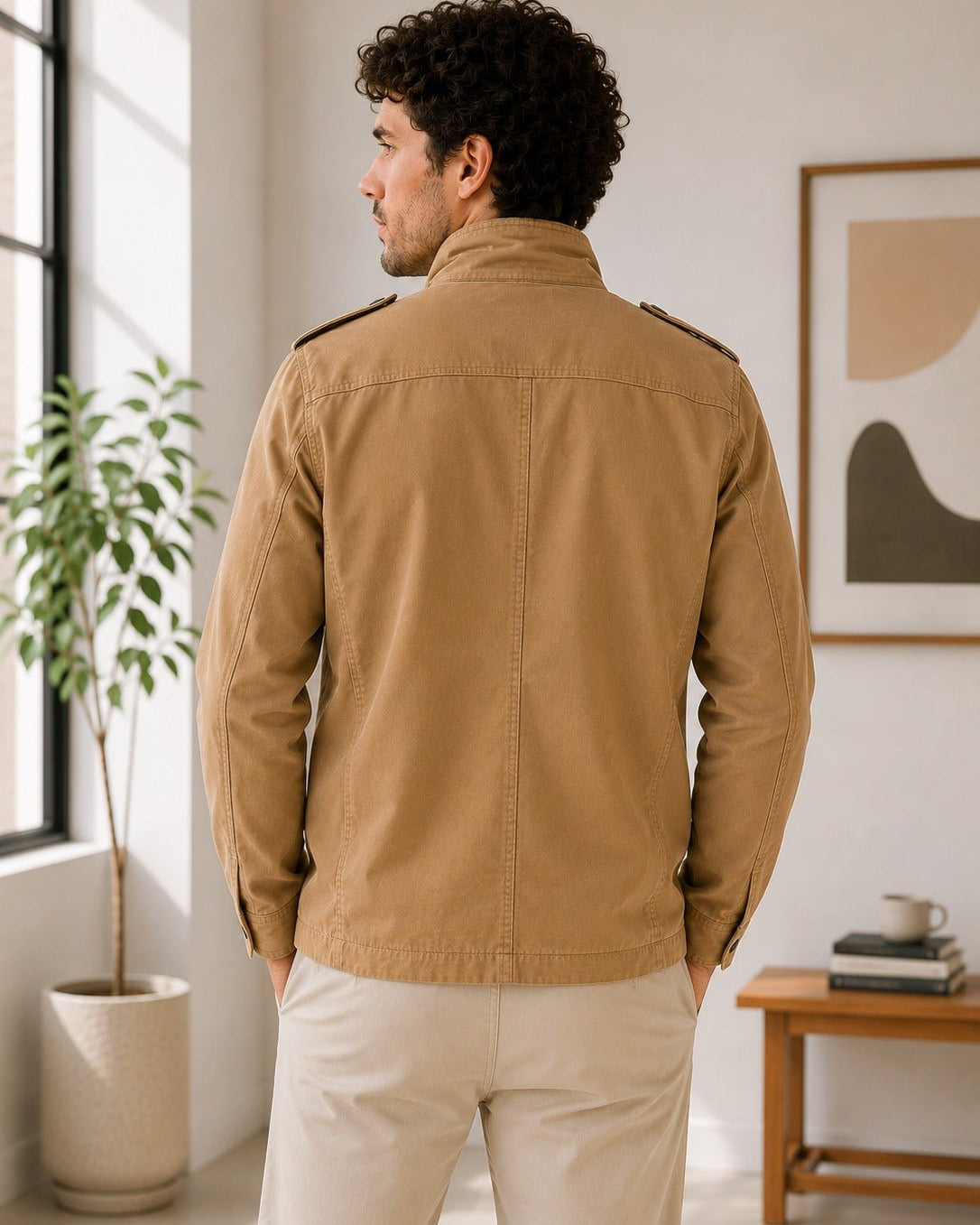 Mens Tan Pocket Front Jacket - StylePhase SA