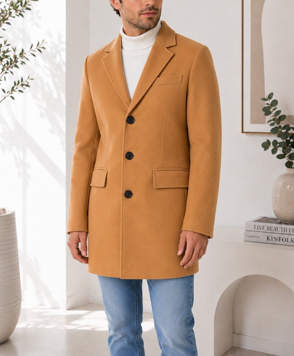 Men's Tan Single Breasted Coat - StylePhase SA