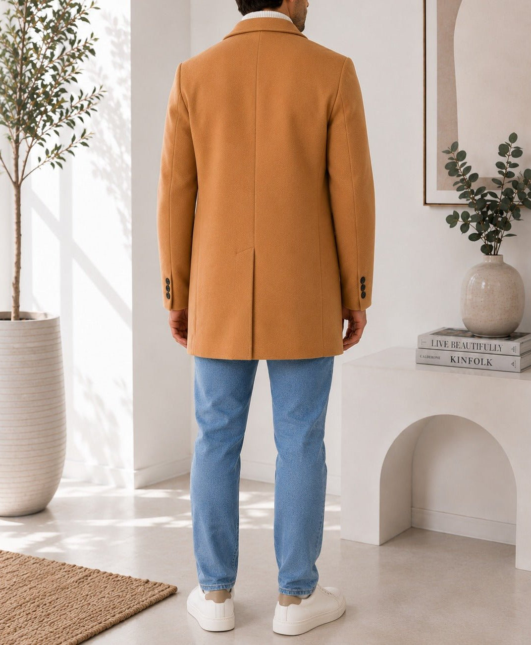 Men's Tan Single Breasted Coat - StylePhase SA