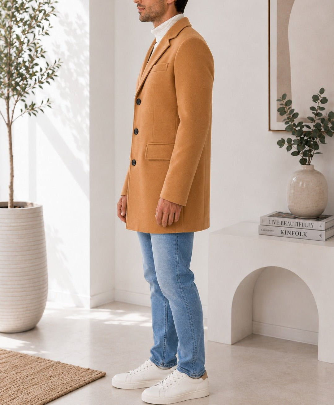 Men's Tan Single Breasted Coat - StylePhase SA