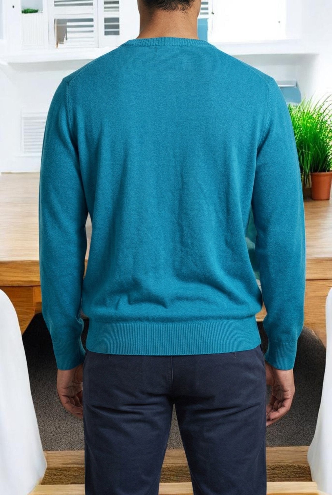 Mens Teal Diamond Print Sweater - StylePhase SA