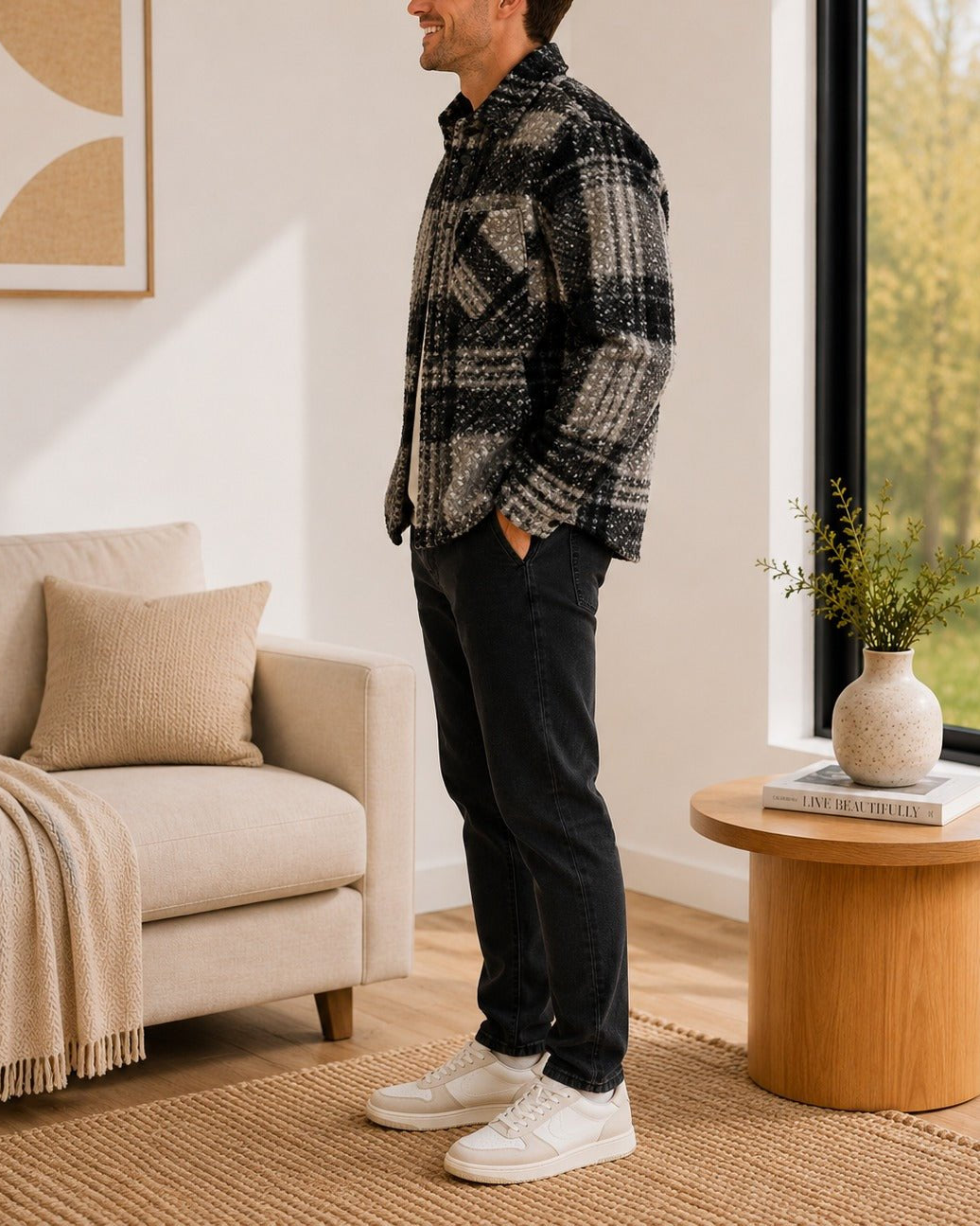 Men's wool Check Shacket - StylePhase SA