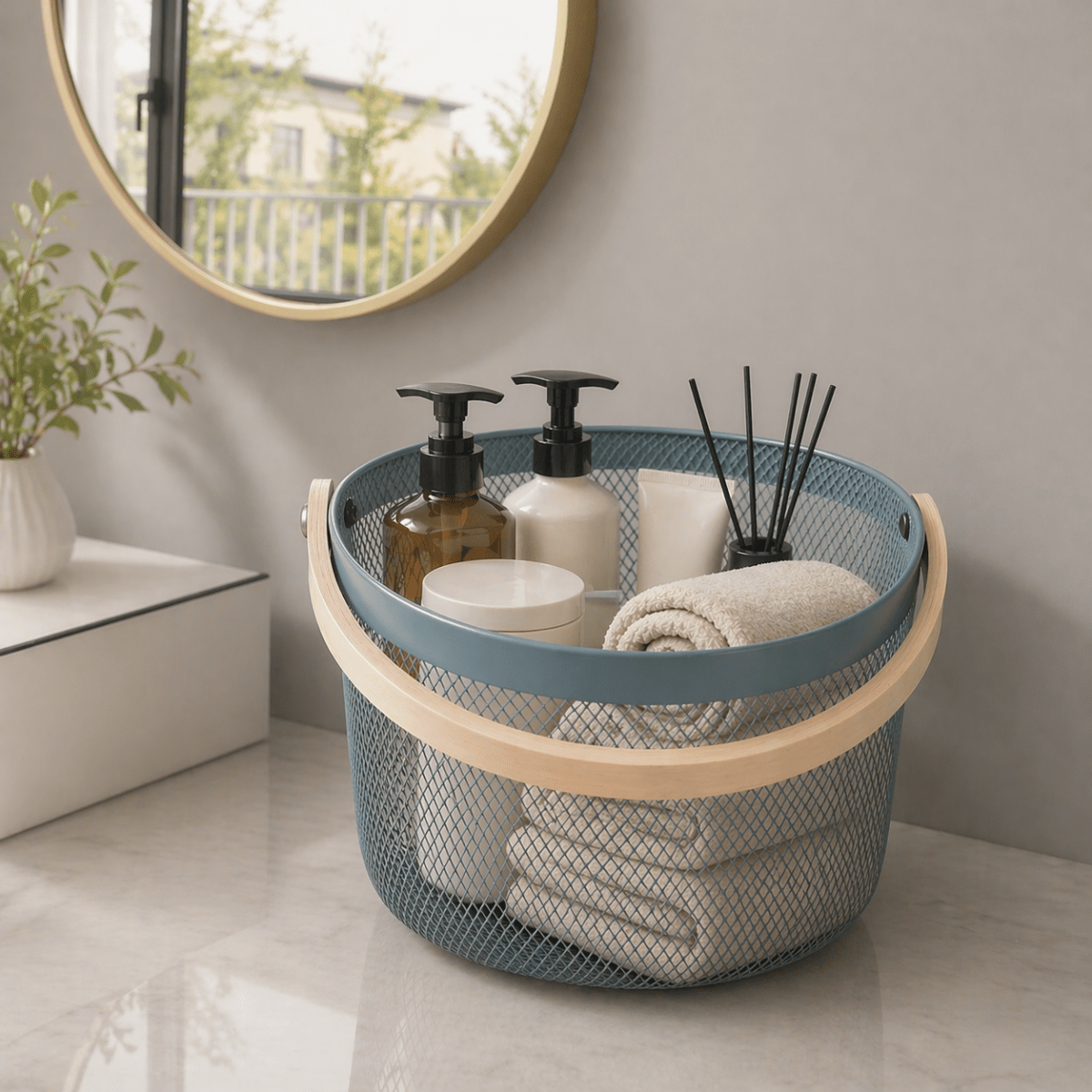 Round Nordic Mesh Storage Basket - 25 x 19 cm - Home Phase