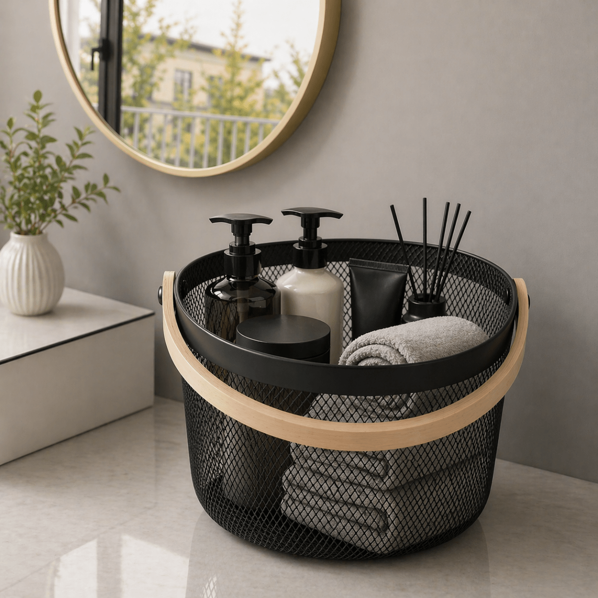 Round Nordic Mesh Storage Basket - 25 x 19 cm - Home Phase