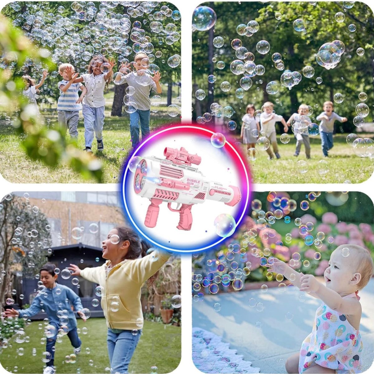 Supersized High Power Electric Automatic Bubble Gun Toy - StylePhase SA