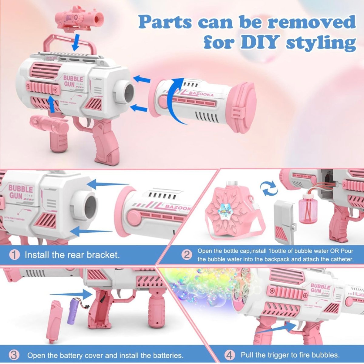 Supersized High Power Electric Automatic Bubble Gun Toy - StylePhase SA