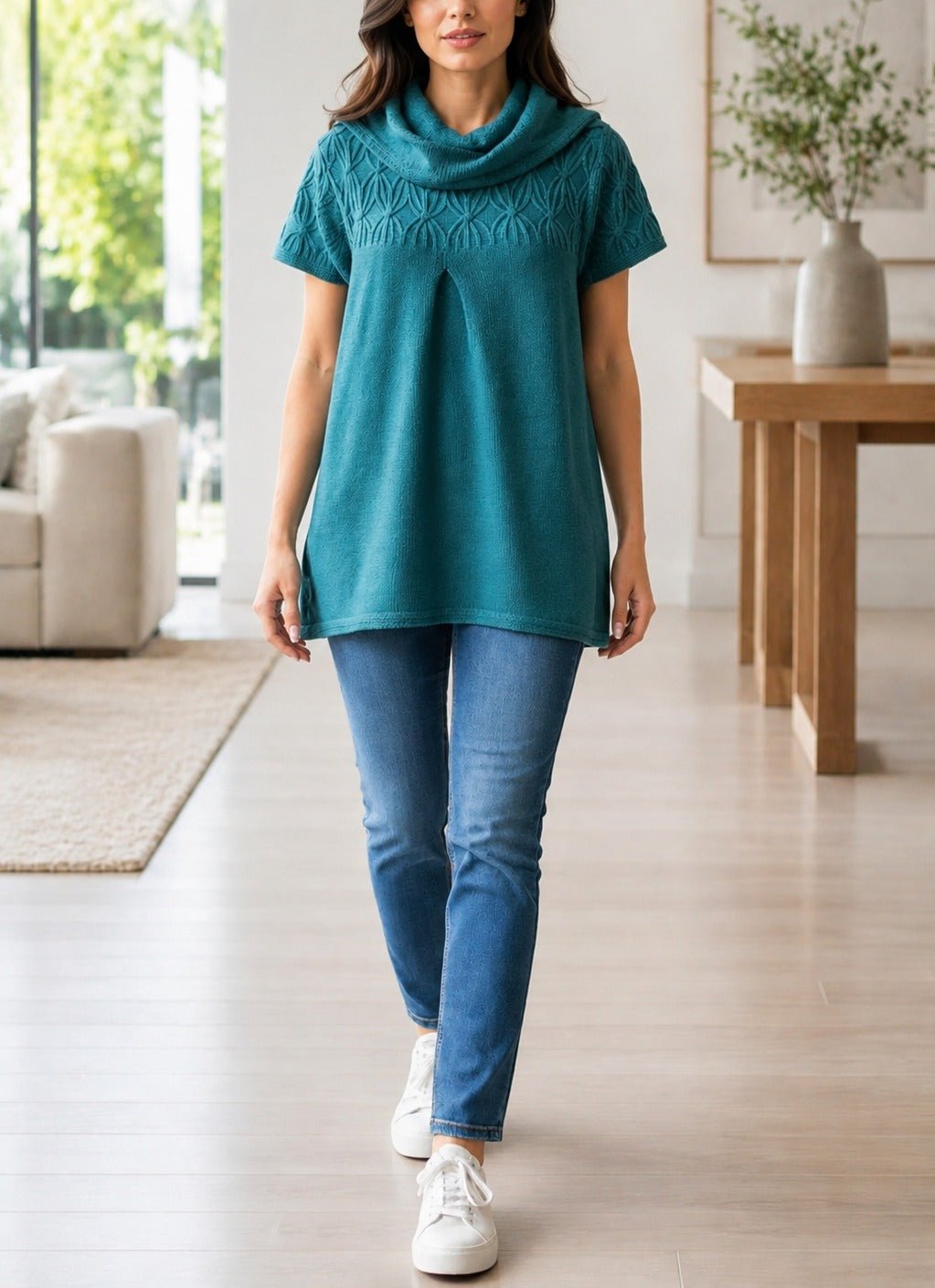 Teal Cowl Neck Jersey - StylePhase SA