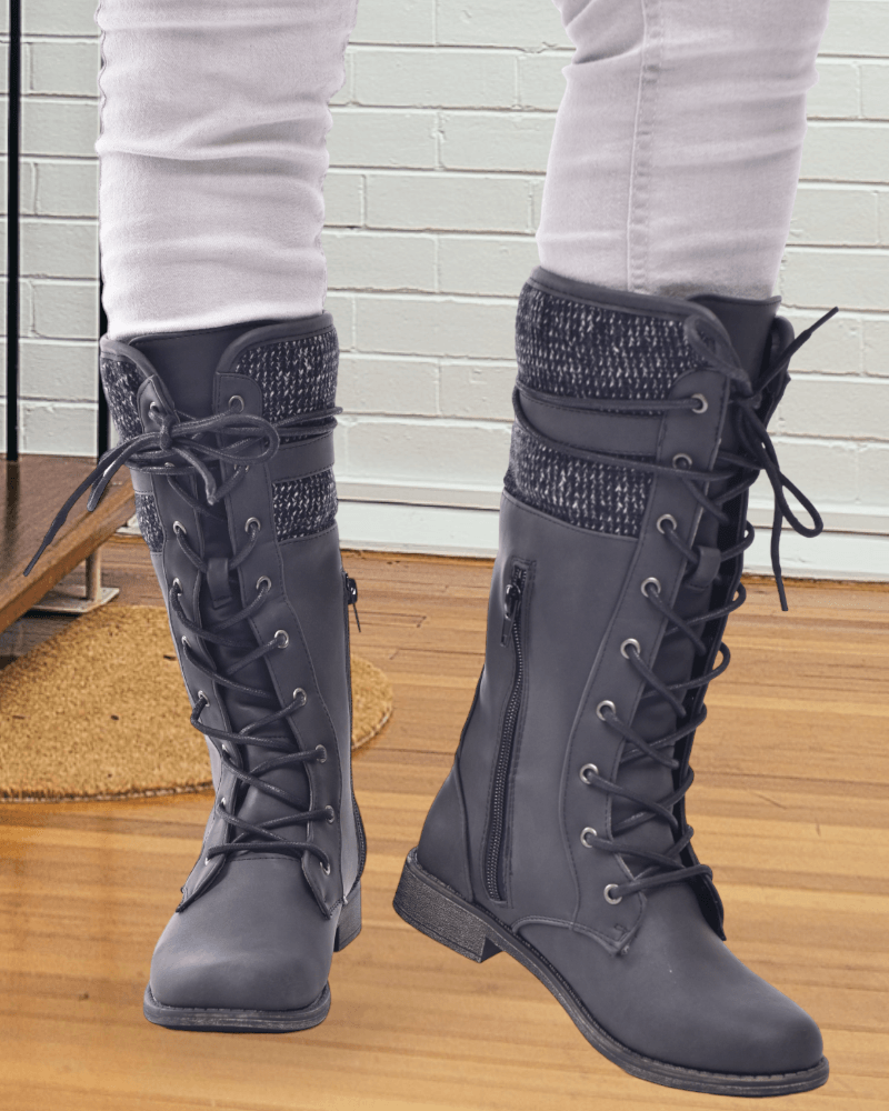 Charcoal knee high clearance boots