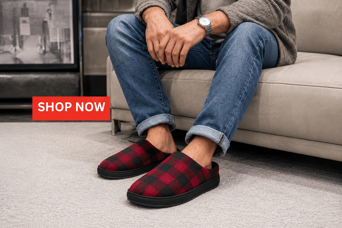 Invest in Comfort with Men's Faux Fur Slip On Slippers - StylePhase SA