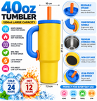 Yellow blue orange 1200ml tumbler features and measurements