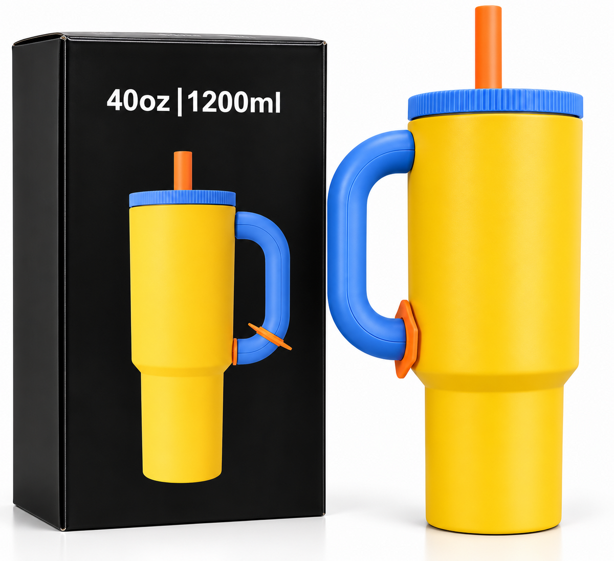 Yellow blue orange 1200ml tumbler with packaging