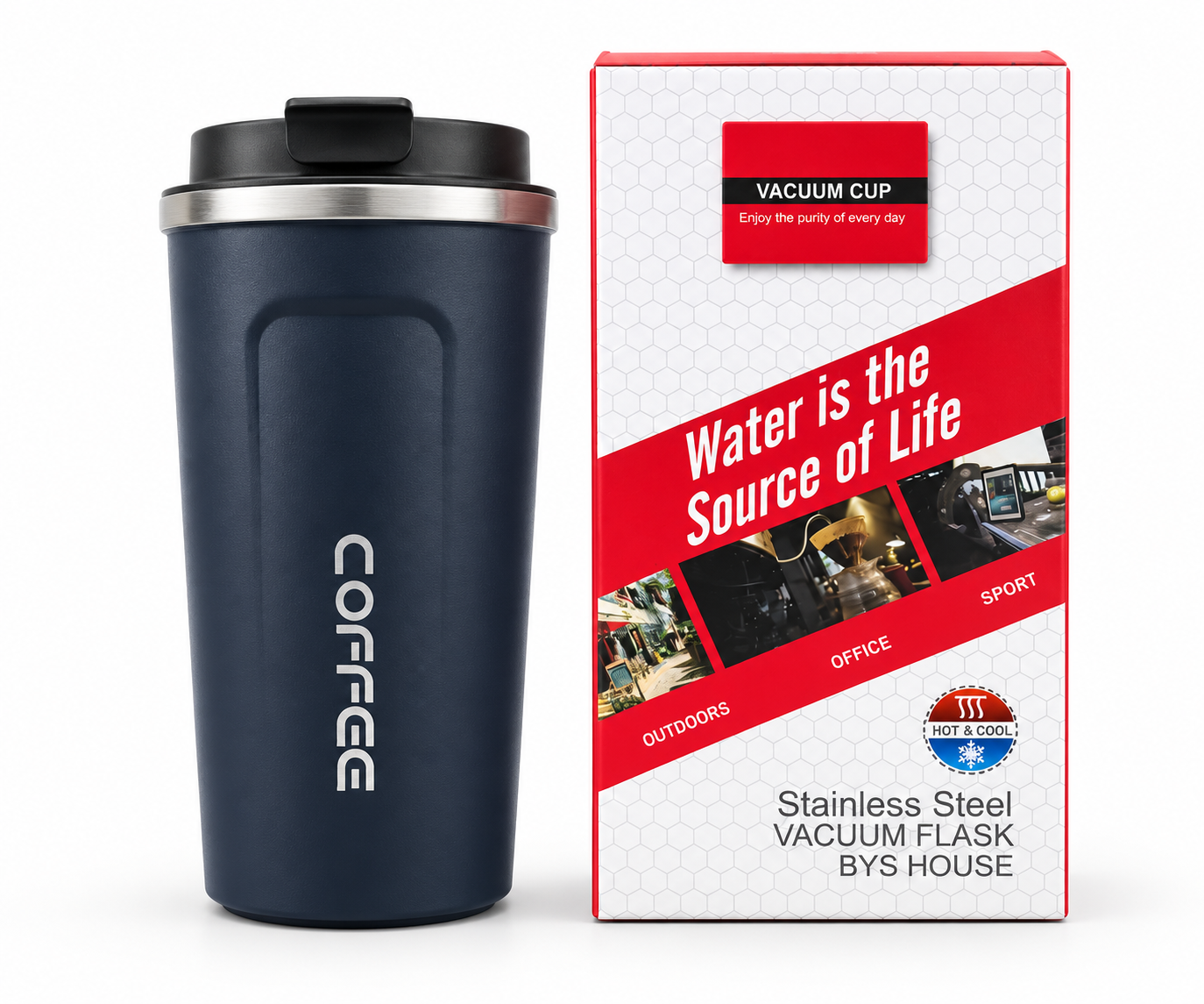 Navy blue vacuum cup features and specifications