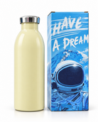 Cream insulated bottle features infographic