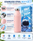 Pink stainless steel bottle features