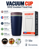 Navy blue and mauve vacuum cup with box