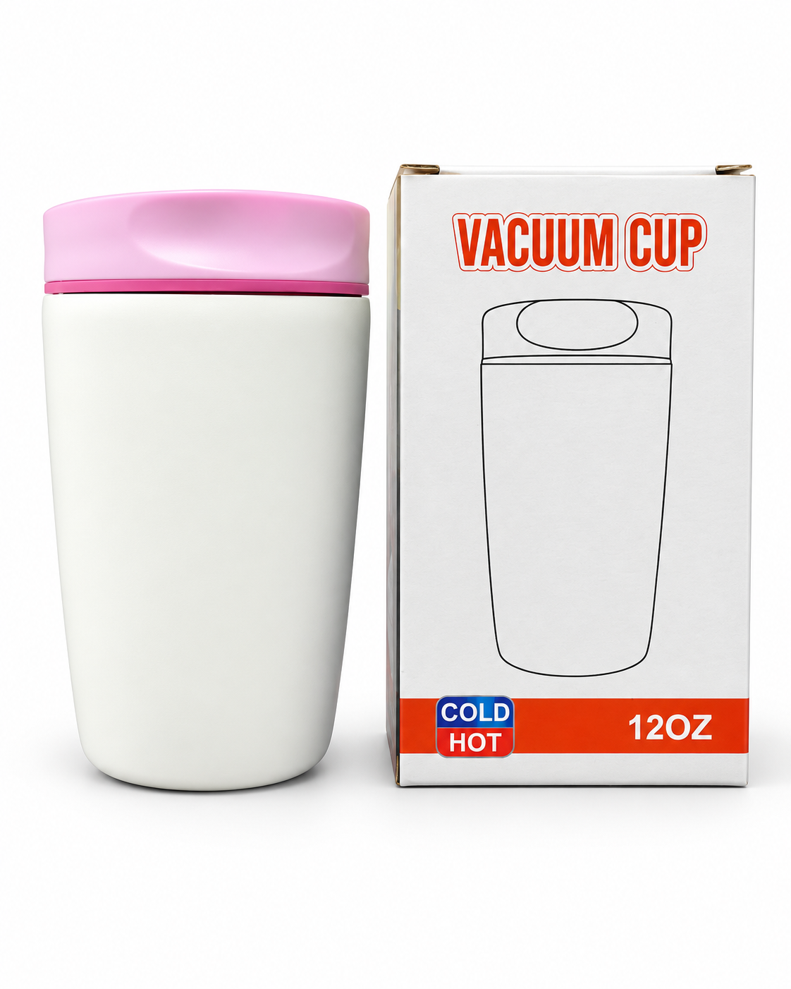 White and pink vacuum cup features infographic