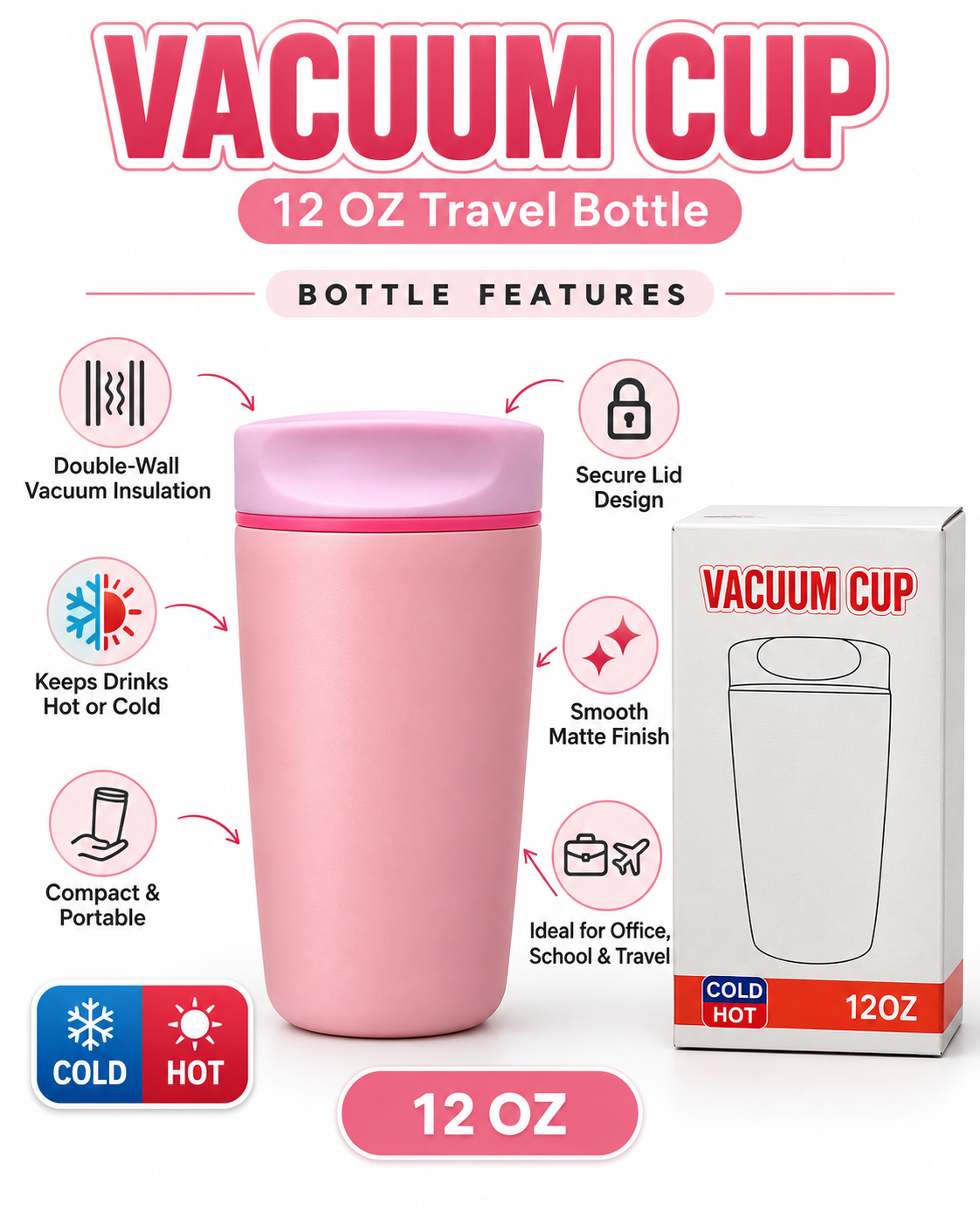 Pink vacuum cup features