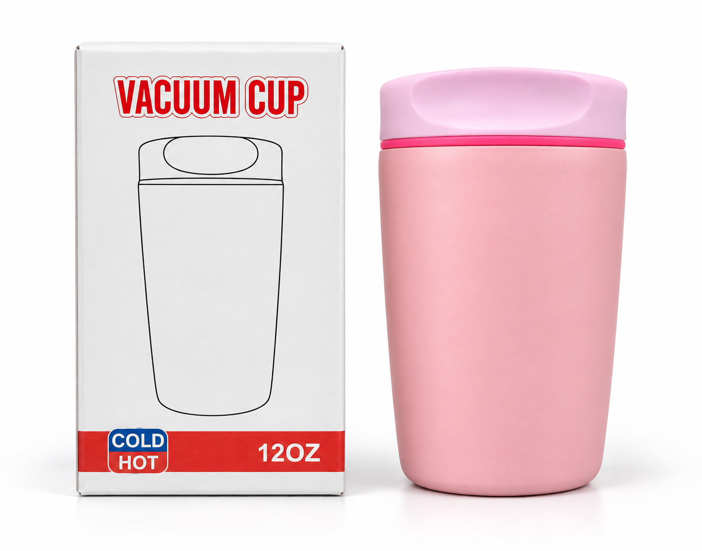 Pink vacuum cup with packaging