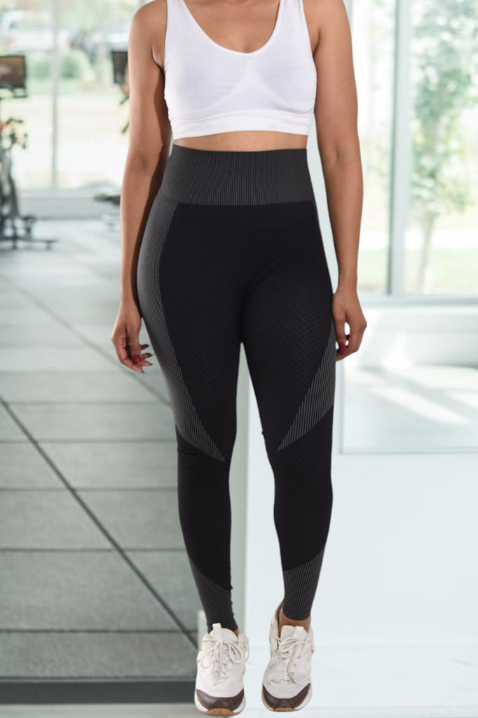 2 Toned Black Active Wear Tights - StylePhase SA