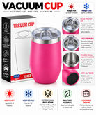 Pink 12oz vacuum insulated cup with sliding lid and box