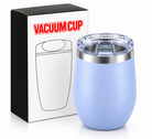 Light blue vacuum cup features and insulation infographic