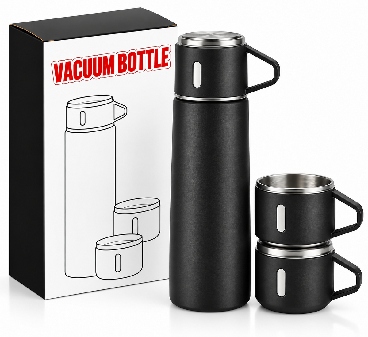 Black 500ml vacuum bottle set product features