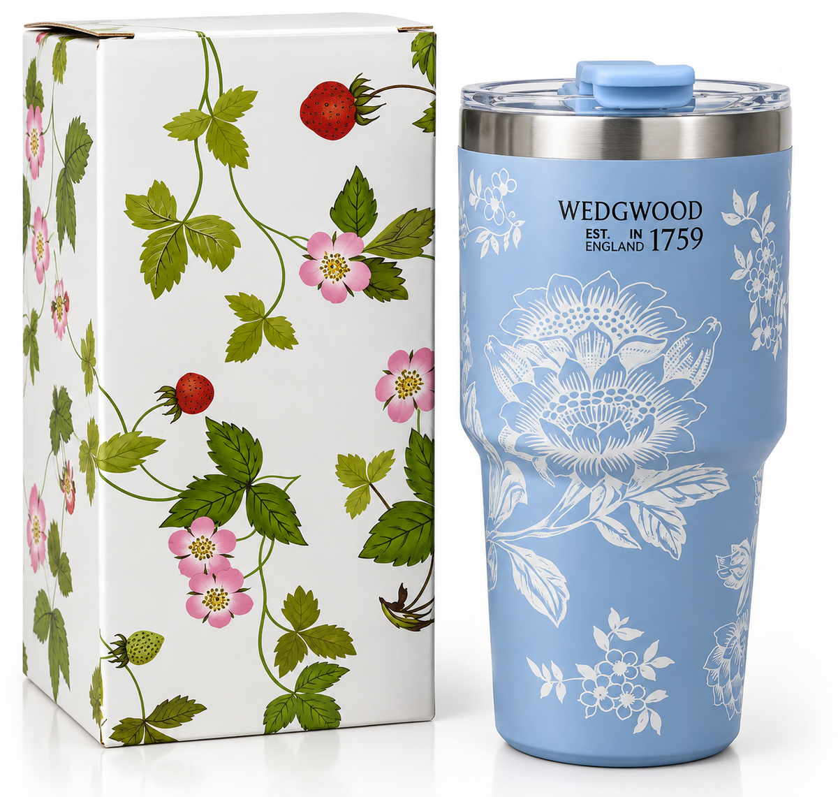 Blue floral Wedgwood tumbler product features