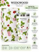 White Wedgwood strawberry floral tumbler and gift box