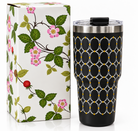 Black Wedgwood travel tumbler with floral gift box