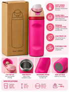 Hot pink insulated water bottle features and specifications