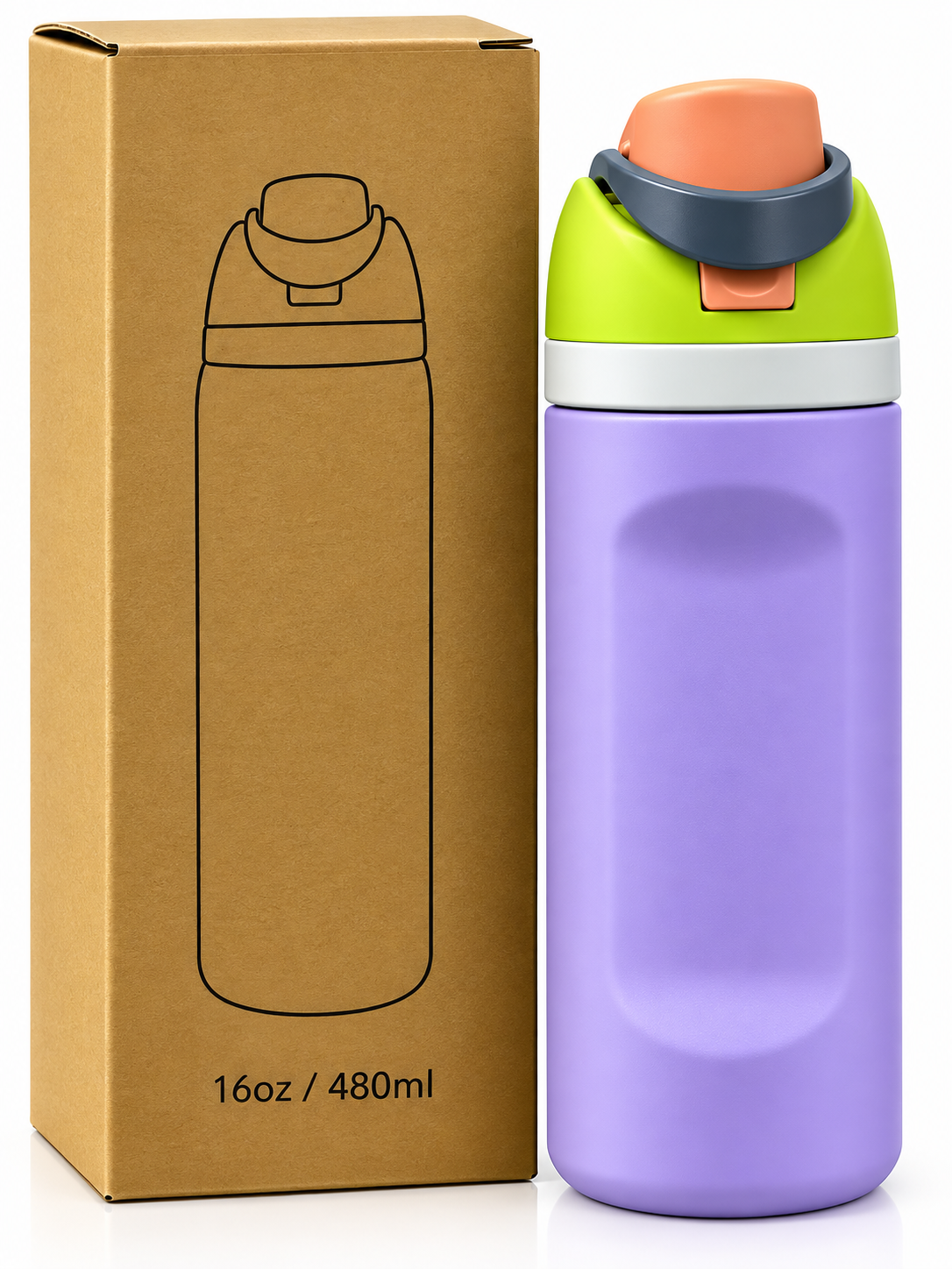Lavender insulated bottle 480ml and packaging