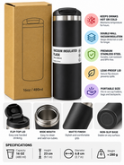 Black vacuum insulated flask features and specifications
