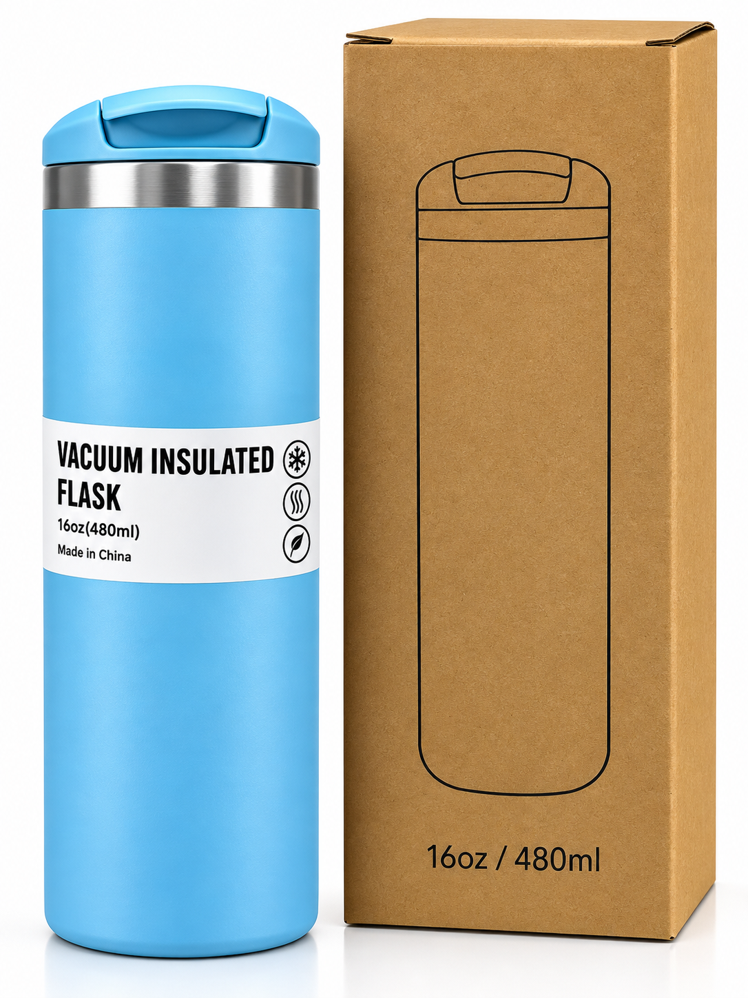 Blue insulated flask features and specifications