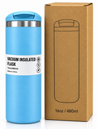 Blue insulated flask features and specifications