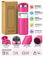Pink stainless steel vacuum flask 480ml with packaging