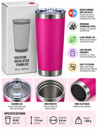 Hot pink 600ml tumbler with retail packaging