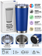 Royal blue 600ml vacuum insulated tumbler with packaging