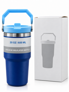 Blue insulated water bottle features